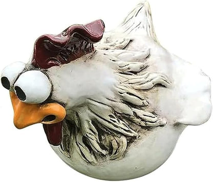 Garden Statues Funny Face Chicken Fence Ornament Resin Ornament Hanging Foot Chicken Yard Statue Outdoor Chicken Decor Garden Statues Yard Ornaments Decor