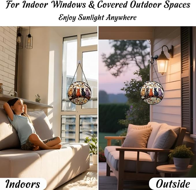 Sun Catchers Indoor Window, Suncatchers for Windows Hanging with Ripple Texture, Acrylic Light Catcher Non-Glass, Durable Window and Garden Hanging Decor
