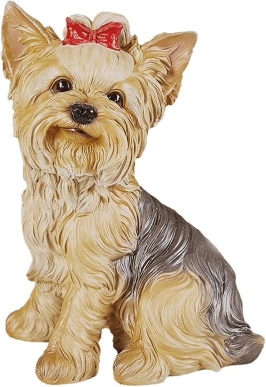 Garden Statues Yorkshire Terrier Outdoor Statue Garden Decor Realistic Dog Sculpture for Lawn Home Indoor Christmas Decoration Yard Ornaments Decor