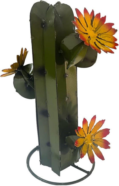 Mini Metal Saguaro - Garden Art (Olive)