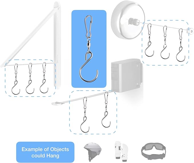 HS's Creation 6 Pack S Hook Clip Swivel for Indoor Outdoor Organization Spinning Hanger Clothline Rack Wind Chimes Spinner Prism Windsocks Hanging Plant