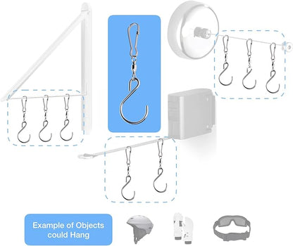 HS's Creation 6 Pack S Hook Clip Swivel for Indoor Outdoor Organization Spinning Hanger Clothline Rack Wind Chimes Spinner Prism Windsocks Hanging Plant