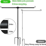Garden Flag Stand Holder with 4 Prong Base for Double Flags, 3/4 Inch Extra Thick Heavy Duty Yard Flag Holder for Outside 12x18 Home Patio Decor