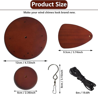 Wind Chime Replacement Parts, 28 PCS Windchime Repair Kit Including Round Top, Clapper, Wind Catcher, 19.6FT Nylon Cord, DIY Wind Chime Supplies (Dark Brown)