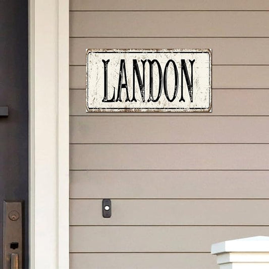Madcolitote Vintage Country Landon Wood Sign Landon Street Custom Signs Outdoor Metal Rustic Wooden Wall Art Farmhouse Wall Decor Kitchen Home Decor Signs Wall Hanging Sign 6x12in