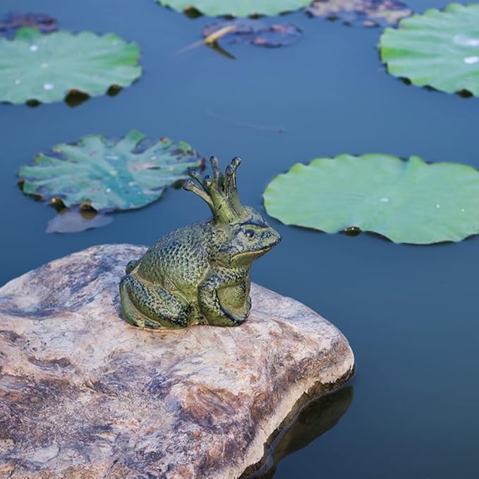 WAYUTO Cast Iron Frog Statue Sitting Frog Figurine Frog Sculpture Figurine Frog Doorstop Frog Ornament for Garden, Yard, Patio, Lawn and Pond Decoration