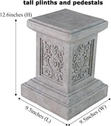 Classic Statuary Stand Outdoor Pedestal Sculpture Decor Plinth Base Riser, Garden or Home Resin Statuary Pedestal, 12.6" Tall, 7.3 Pounds