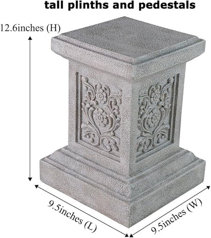 Classic Statuary Stand Outdoor Pedestal Sculpture Decor Plinth Base Riser, Garden or Home Resin Statuary Pedestal, 12.6" Tall, 7.3 Pounds