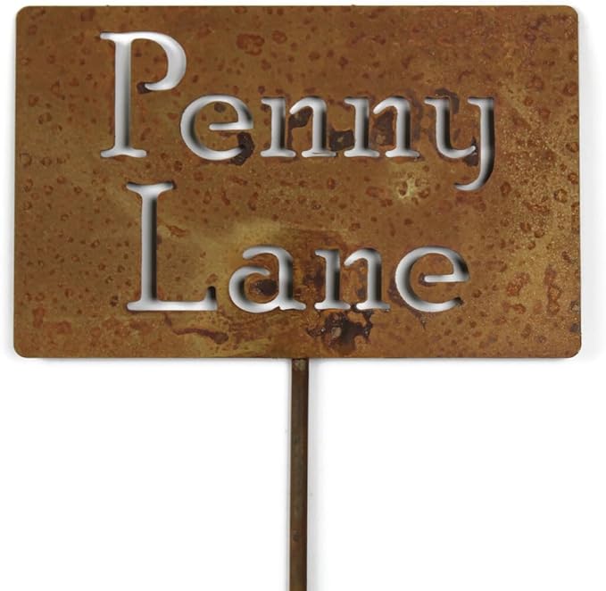 Classic Metal Garden Markers Clearance Items 20 to 33 Inches Tall (Penny Lane, Naturally Rusted)