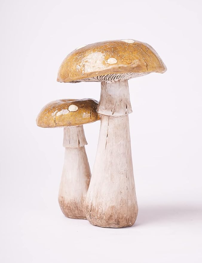 SEINHIJO Mushroom Statue Fairy Garden Decor Outdoor Figurine Polyresin Patio Gift 7.1 Inch
