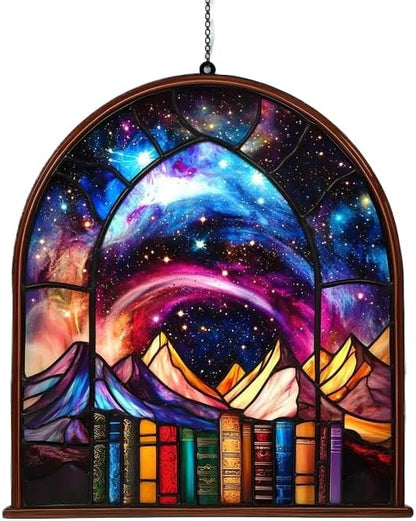Abstract Night Acrylic Suncatcher Window Hanging Gift for Fantasy Book Reader Bookish Librian Bookshelf Mini Decor Sun Catchers Indoor Windown Suncatchers Windows Garden Outdoor Holiday