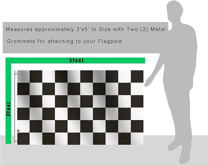 2Pack-NEW Checkered Flags 3x5 Ft,Canvas Header and Double Stitched - Brass Grommets for Easy Display,Black and White Racing Flag Race Car Party Banner