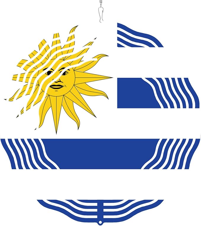 Wind Spinners Outdoor Uruguay Uruguayan Flag 3D Kinetic Sculptures Chimes 10 inch Mandala Flower Tinplate Metal Art Garden Patio Yard Room Classroom Decorations Indoor Decor
