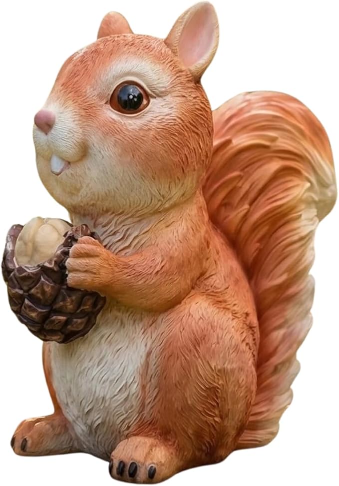 Squirrel Statue Outdoor Decor for Garden, 4.95" Fairy Yard Figurines Home Sculptures for Lawn Patio Front Porch Backyard