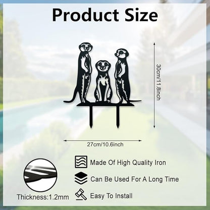WADORN Charming Meerkat Metal Decorative Garden Stakes, Funny Meerkat Metal Outdoor Statues Meerkat Garden Animal Statue Ornament Gifts Funny Animal Outdoor Decor for Garden Backyard Patio Walkways