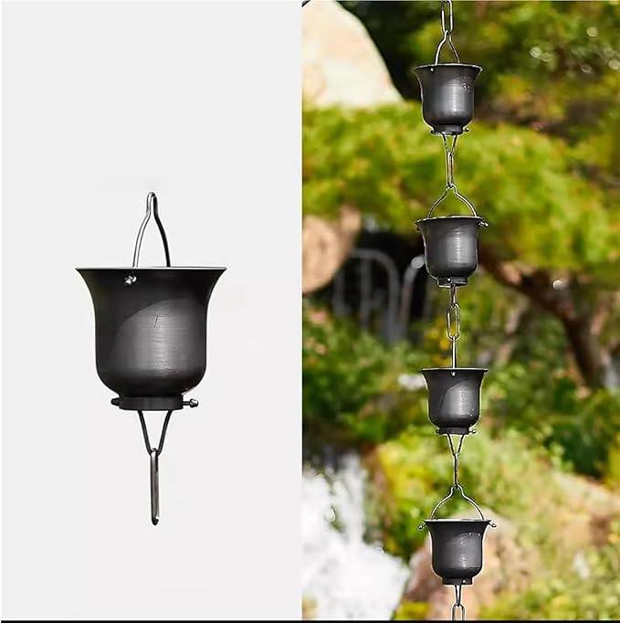 Copper Old Rain Chain for Gutters, Roof Rain Collector/Diverter, Metal Chain Type for Villa Temples(Style 4,2.6m/8.5ft)