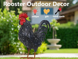 Ratuor Rooster Garden Statue Sculpture Metal Chicken Yard Decor Outdoor Figurines Patio Backyard Decoration (Black)
