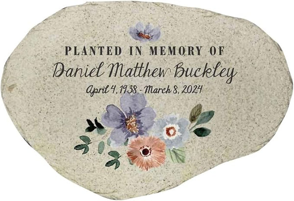 GiftsForYouNow Personalized Planted in Memory Flat Garden Stone