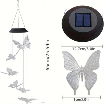 Solar Wind Chimes Outdoor Color Changing Lights,Solar Butterfly Gift for Women Mom Grandma,Waterproof Outdoor Solar Powered Lights for Garden Patio Yard Home Decor