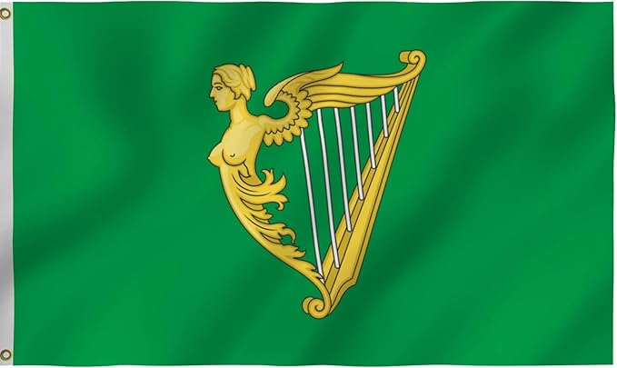 Green Harp Ireland Flag 6X10FT, Am Harp Flags,Both Sides Printed, Men Women Banner,Vibrant Colors, Double Stitched with 2 Brass Grommets, Bar Garden Street Decoration, GYM, Office Decor,Indoor Outdoor Use,Gifts. (Green, 6x10ft)