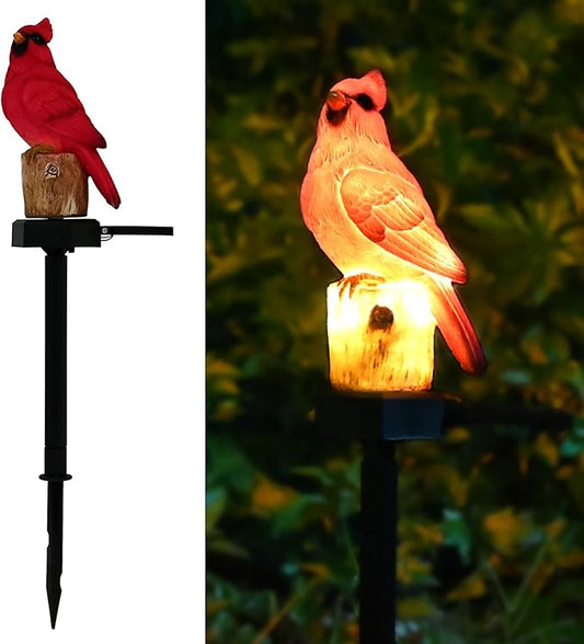 Cardinal Garden Decor Red Bird Figurine Memorial Solar Light Outdoor Stake Patio Yard Art Lawn Ornament Porch Christmas Decorations Outside Statue Gift for Mom Grandma Women Mother