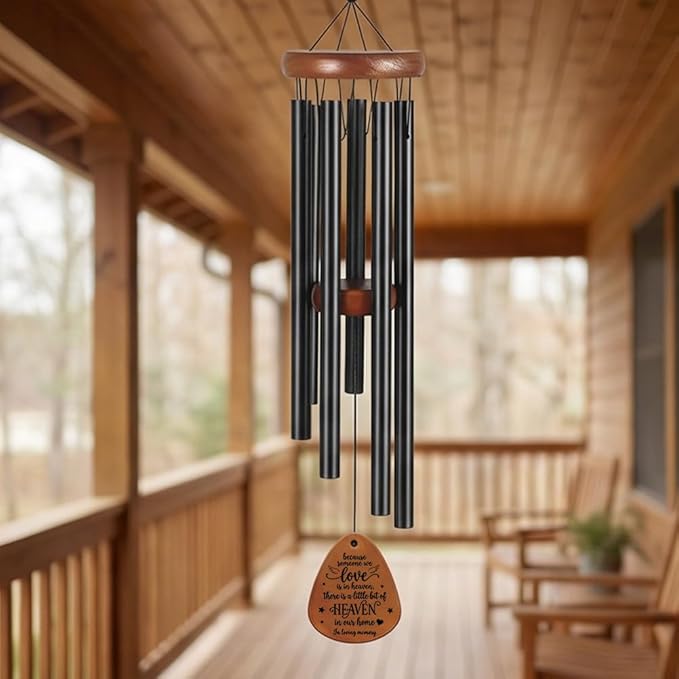 Memorial Wind Chimes, Bereavement Wooden Wind Chimes in Memory of Loss of Love One Sympathy Gifts for Outdoor Remembrance