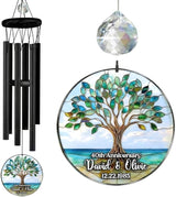 Personalized Wedding Gifts for The Couple, Custom Crystal Tree of Life Wind Chime, Suncatcher Ornament Outdoor Chimes Hanging, Mother's Day Birthday Gifts for Women, Grandma, Nana Garden Décor
