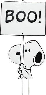 PRODUCTWORKS Peanuts Pumkin Press-in Icon Metal Stake Halloween Harvest Decor Porch Decorating Indoor Outdoor (Snoopy Boo Sign)