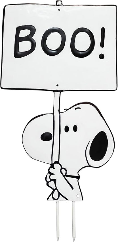 PRODUCTWORKS Peanuts Pumkin Press-in Icon Metal Stake Halloween Harvest Decor Porch Decorating Indoor Outdoor (Snoopy Boo Sign)