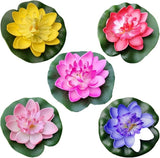 5Pcs Lily Pads for Ponds, Artificial Lotus- Water Lily Pads Leaves & Floating Foam Lotuses for Garden Fish Pond Aquarium Pool Wedding Decor