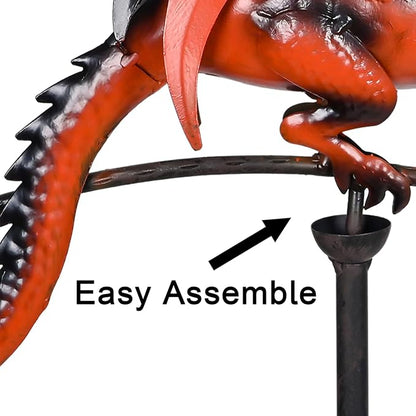 Outdoor Metal Dragon Garden Balancer Yard Art 53" H, Artisam Crafted Decorative Iron Stakes Gifts for Dragon Enthusiast, Animal Balancing Statue for Court Patio Exterior Space Decor