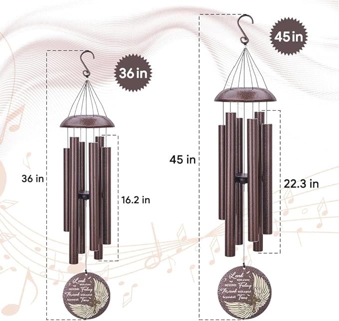Personalized Sympathy Wind Chime, Wind Chimes for Loss of Loved Father/Mother/Lover, Commemorative Sympathy Bereavement Gifts for Condolences/Funeral, Product in USA