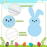 Whaline 12Pcs Easter Bunny Yard Sign with 24Pcs Stakes Fishing Line Colorful Bunny Hanging Ornament Cute Rabbit Lawn Sign for Spring Outdoor Lawn Pathway Walkway Tree Porch Party Garden Decorations