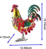 Metal Rooster Statue Garden Chicken Sculpture Decoration Metal Yard Art for Yard Outdoor Indoor Decoration (#F)