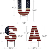 Metal Barn Star Yard Sign Patriotic Garden Stakes Hanging Ornament with Stake Outdoor 4th of July Lawn Decoration Party Supplies USA Flag Decor for Independence Day Memorial Day (F)