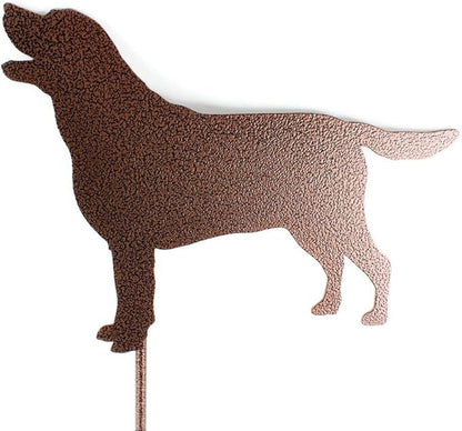 Pets and Farm Animals Metal Garden Landscape Stake (9" Wide Labrador Dog on Stake, Copper)