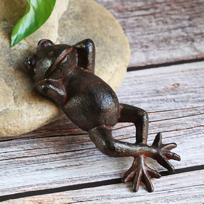 Cast Iron Lying Frog Statue Figurine Animal Decor,Decoration Ornaments for Home Garden,Rust (Frog-Small)