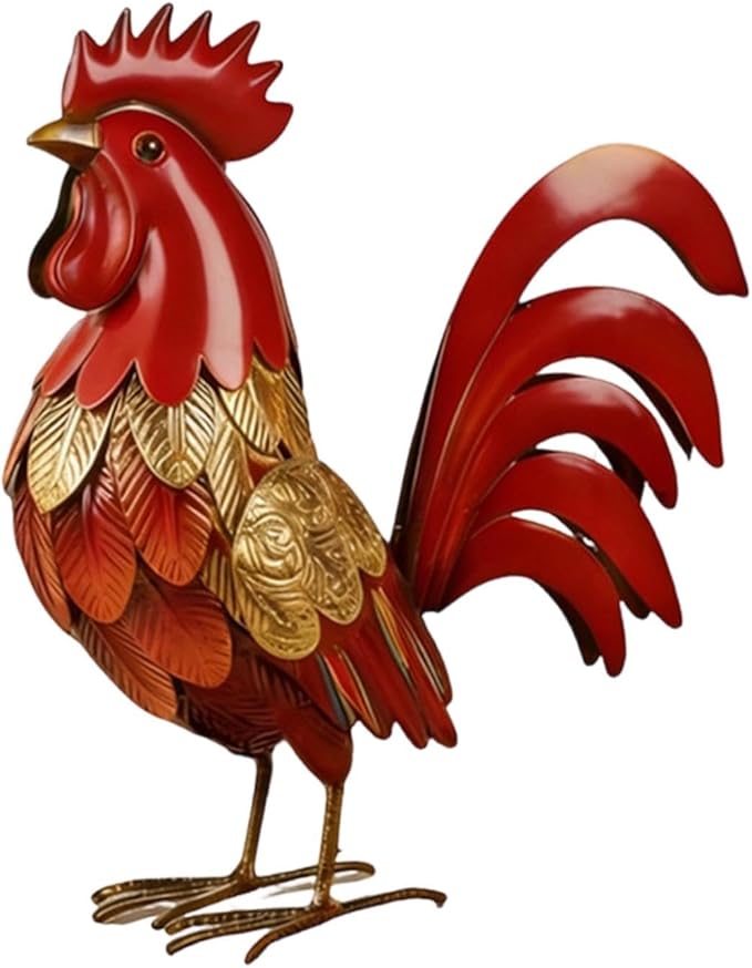 MYCENSE Rooster Statue Garden Accessories Animal Figurine Iron Sculpture Multifunctional Landscape Ornament for Porch Lawn