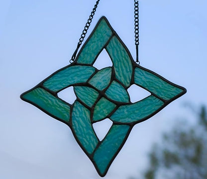 Celtic Trinity Knot Stained Glass Window Hanging Suncatcher Ornament,Irish Decoration Handmade Birthday Gifts for Women Parents Aunt Sister,St Patrick's Day Gifts for Mom Grandma
