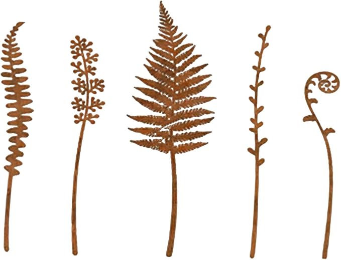HouseVibe 5Pcs Decorative Garden Stakes Rustic Metal Ornaments for Pathway Outdoor Yard Patio Decor- Style B