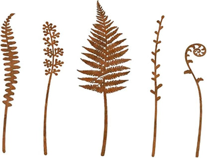 HouseVibe 5Pcs Decorative Garden Stakes Rustic Metal Ornaments for Pathway Outdoor Yard Patio Decor- Style B