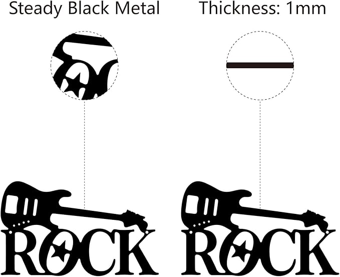 CREATCABIN Guitar Metal Wall Art Decor Black Sculpture Wall Decor Rustic Iron Rock Cut-Out Wall Sign Hanging Wall Decoration for Bathroom Living Room Bedroom Kitchen Patio Balcony 7 X 12 Inch
