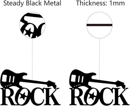 CREATCABIN Guitar Metal Wall Art Decor Black Sculpture Wall Decor Rustic Iron Rock Cut-Out Wall Sign Hanging Wall Decoration for Bathroom Living Room Bedroom Kitchen Patio Balcony 7 X 12 Inch