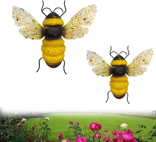 Metal Bee for Garden Decor,Indoor Hanging Wall Decorations,Iron Art Wall Decoration,Outdoor Patio Lawn Yard Backyard Decor,Bee Statue Gift for Gardening Enthusiasts