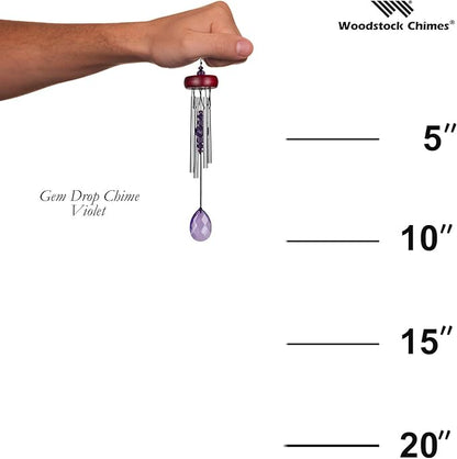 Woodstock Chimes Signature Collection, Gem Drop Chime, 10'' Violet Décor Designs - Small Chimes Wind Chimes for Outdoor, Patio, Home or Garden Décor (GEMVI)