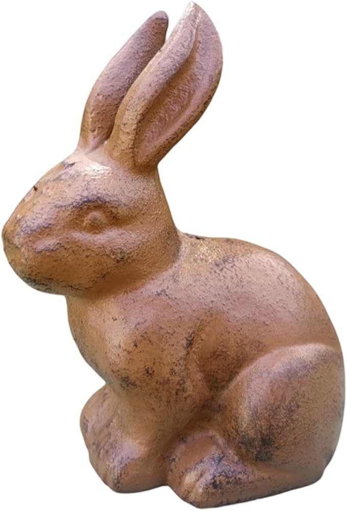 Antique Mode Metal Rabbits Sculpture Handcrafted Outdoor Decoration for Farm Garden Bookshelf Iron Garden Statue