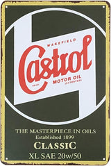 Pack of 5 pcs Retro Vintage Tin Signs, Gas Oil Car Metal Posters for Garage Man Cave Bar, 8x12 inch/20x30cm