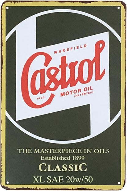 Pack of 5 pcs Retro Vintage Tin Signs, Gas Oil Car Metal Posters for Garage Man Cave Bar, 8x12 inch/20x30cm