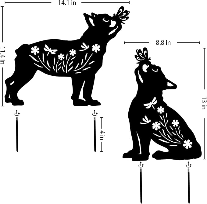 EZTZEN Dog Metal Garden Stakes Decorative, Gifts for Women/Men/Dog Lovers Gifts,Black French Bulldog Silhouette Statues Garden Decor for Outside,Outdoor Decor,Yard Art,Patio,Lawn Ornaments