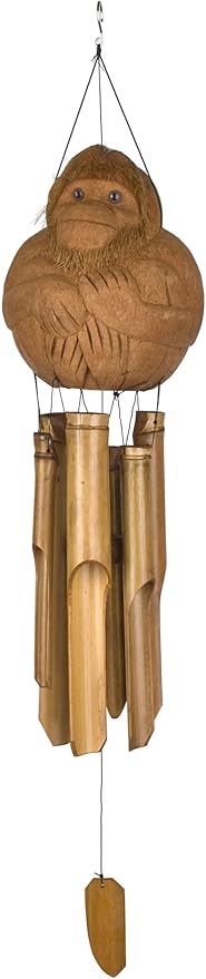 Woodstock Chimes Asli Arts Collection, Monkey Bamboo Chime, 32'' Bamboo Wind Chimes for Outdoor, Patio, Home or Garden Décor (CMO305)